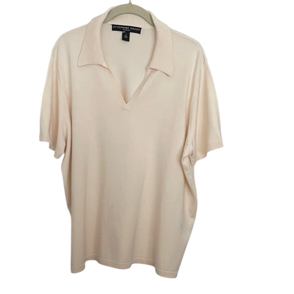Vintage Josephine Chaus Cream Silk Blend V-Neck Sweater